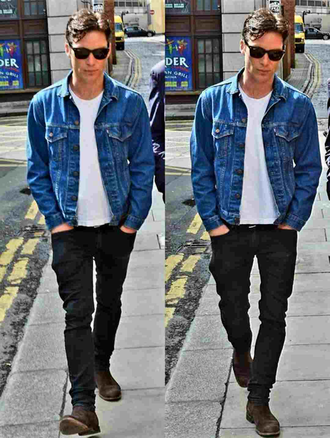 کت جین تیره و تیشرت ساده کیلیان مورفی – Cillian Murphy denim jacket outfit
