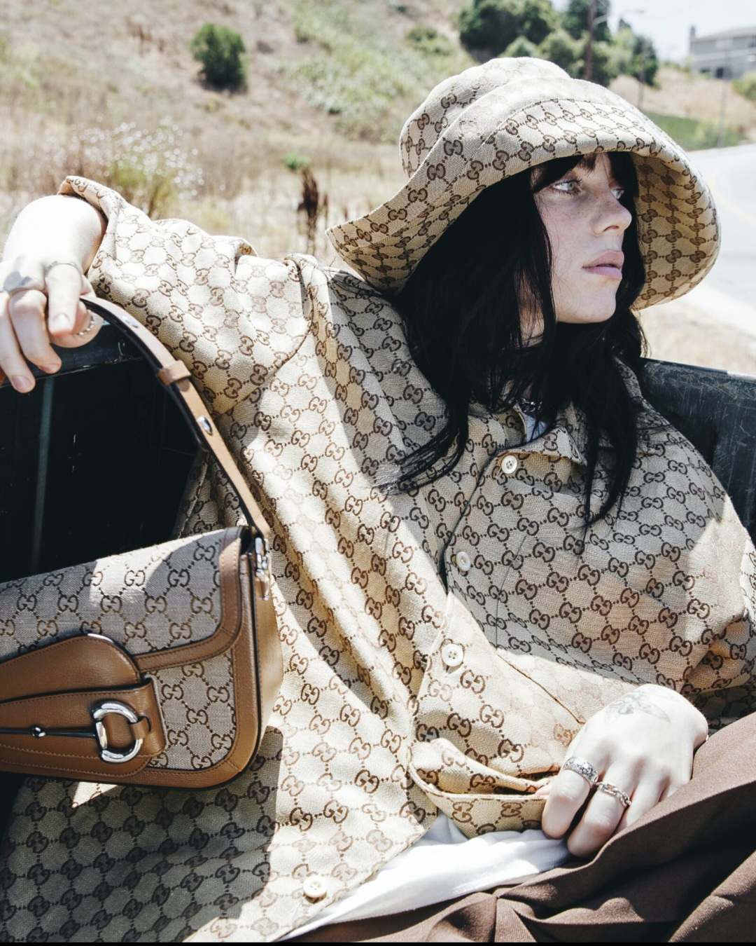 Billie Eilish neutral color fashion look