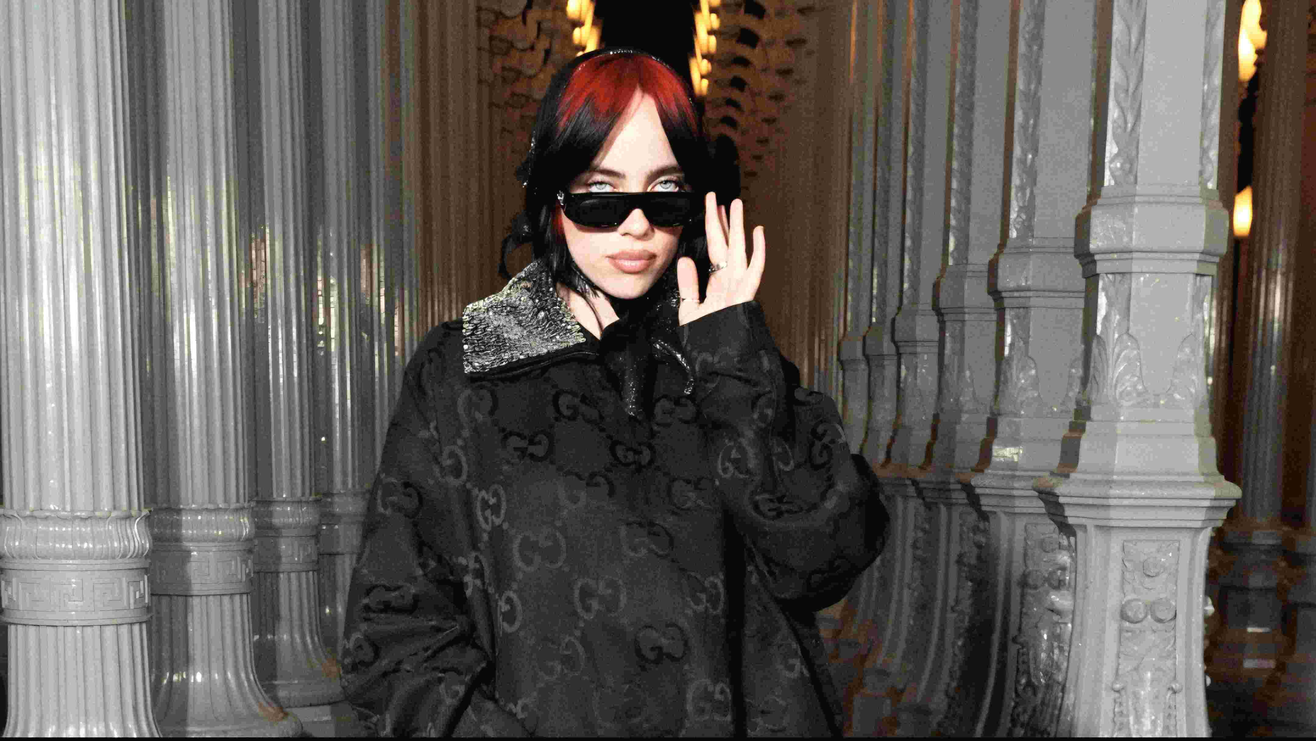 Billie Eilish luxury black gown on red carpet