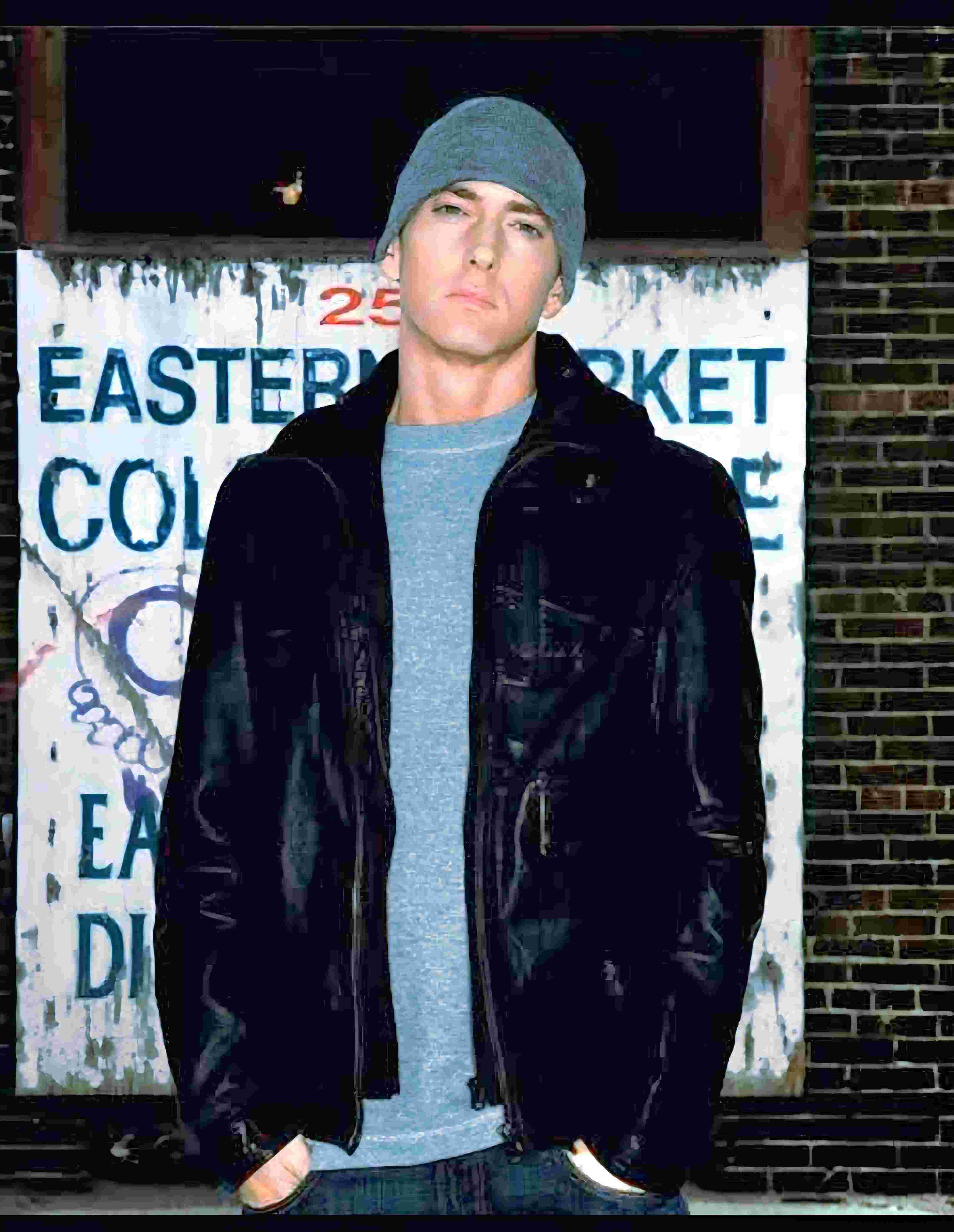 Eminem serious black outfit Marshall Mathers era