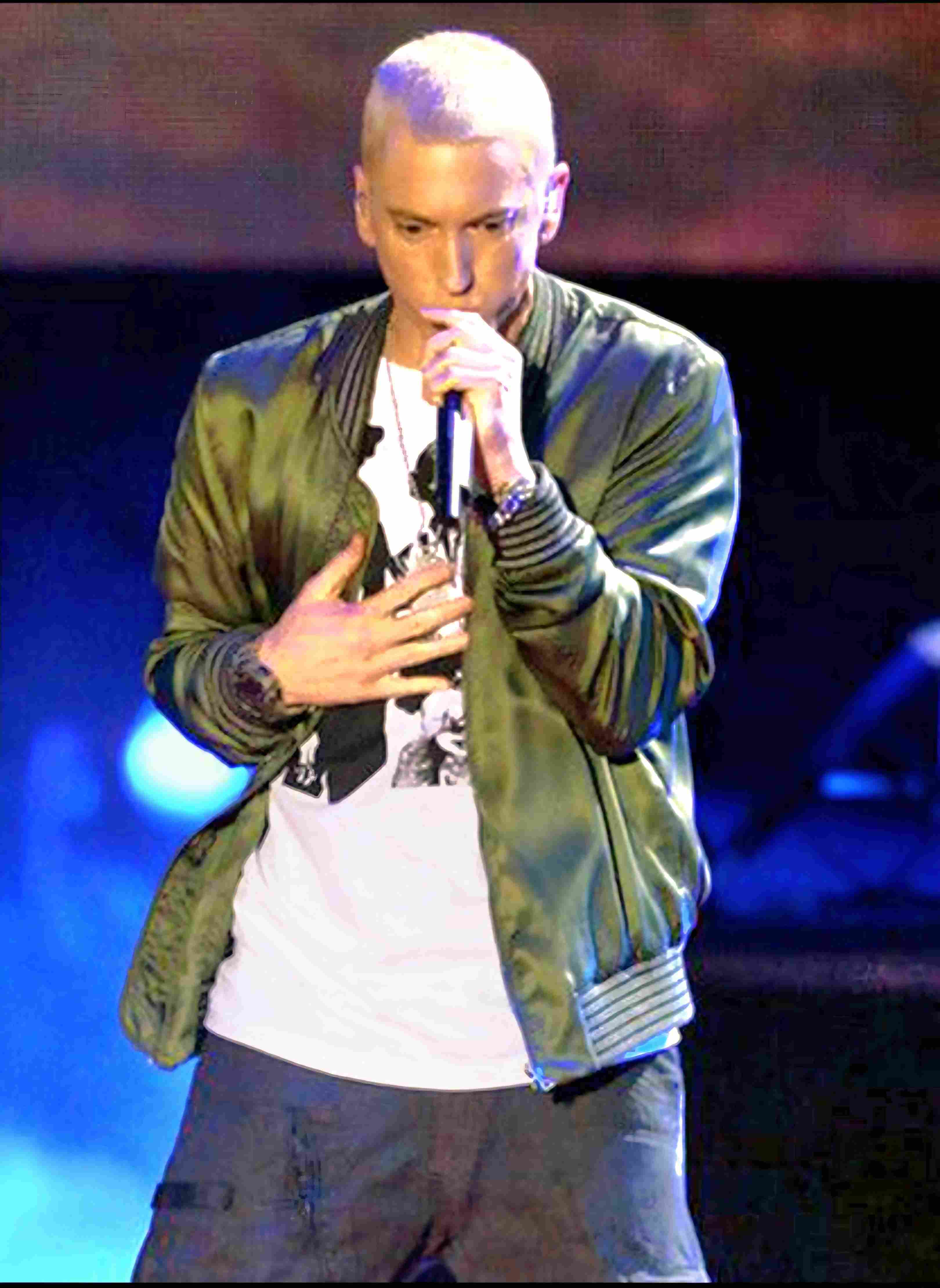Eminem 2017 Revival olive bomber jacket look
