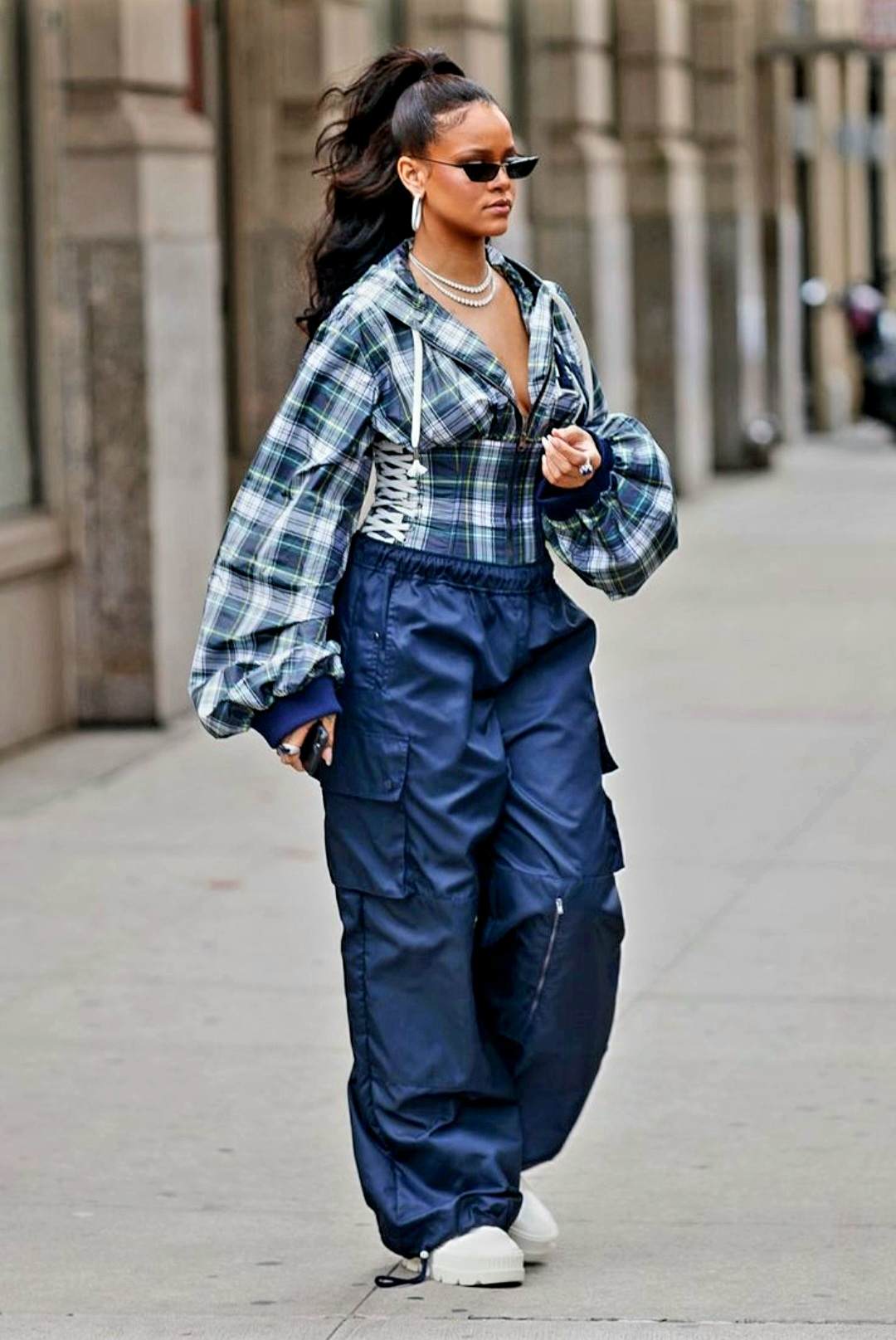 Rihanna in elegant long coat and sunglasses – classy celebrity style