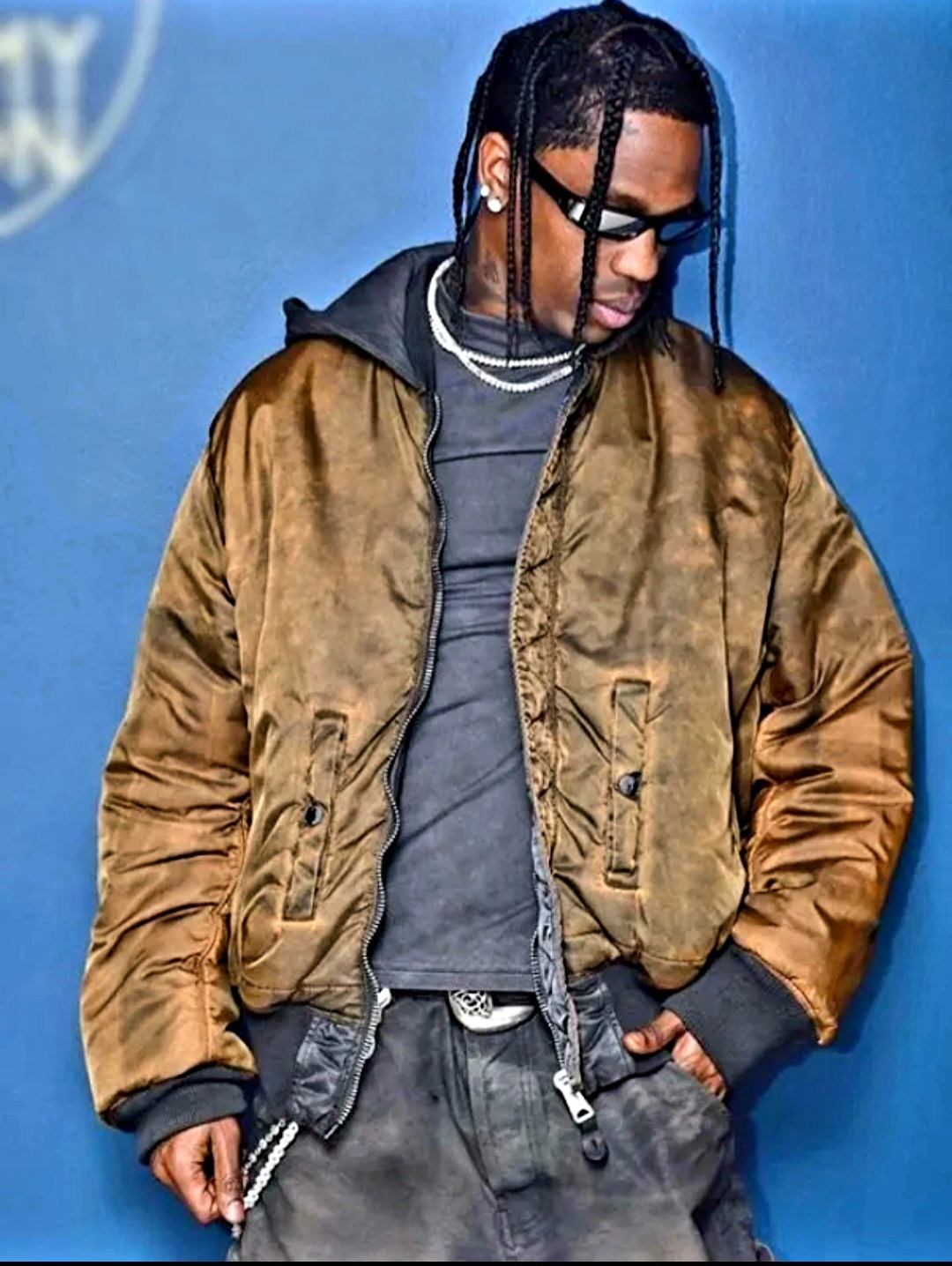 Travis Scott denim jacket chains